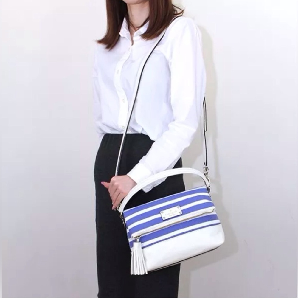 Kate Spade Women’s‎ Vintage Maria Southport Ave Blue&White Leather Crossbody Bag